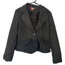 Max Rave  Gray Wool Blend One Button Notched Blazer Jacket Women Sz L Photo 0