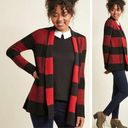 Modcloth  Simply Snuggly Red & Black Plaid Cardigan Sweater XL Photo 1