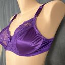 Second Skin Vintage Lilyette Bra 34C  Satin Sheer Lace Purple Unlined 878 USA Photo 4