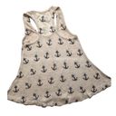 Vintage Havana  Tan/Black Anchor Design Print Racerback Knit Top Tank Sz S Photo 2