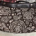 Parisian Thirty-One Handbag Purse Fabric Zipper Closure Medium Brown Floral  Pop Photo 3