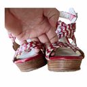 Frye  Corrina Whipstich Platform Wedges Leather Peep Toe Braided Sandals 5.5 GUC Photo 5