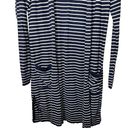 Athleta  Silk Cashmere Retreat Navy/White Striped Front Wide Open Cardigan SxS Photo 1