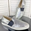 Nine West  Bonkers Embossed Metallic Slip On Sneaker Silver Black 7 Photo 0