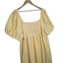 Old Navy  Dress Womens XXL Seersucker Sweetheart Neck Gingham Puff Sleeve Yellow Photo 12