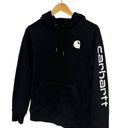 Carhartt  Women's Relaxed Fit Hooded Sweatshirt Logo Black White Size Small Photo 1