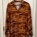 Dissh  Long Sleeve Brown Printed Top Blouse Size 6 Small Oversized Photo 1