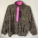 American Eagle  Outfitters Leopard Print Neon Pink Fleece Bomber Jacket Size M Photo 0