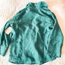 Coldwater Creek Blue Crinkle Shimmer Button Down Blouse Size Large Petite Photo 1