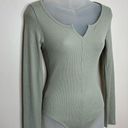 American Eagle  Long Sleeve Ribbed Sage Green bodysuit NWT new size medium Photo 0