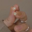 18K Gold Plated Hollow Mini Small Opal Stud Earrings for Women Photo 0