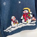 Fashion Bug Vintage  Blue Jean Christmas Snowman Zip Front Jacket Womens 14/16 W Photo 84