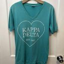 Kappa Delta Sorority V-Neck Graphic Cotton T-Shirt Teal Women’s Small Unique Photo 0