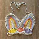 Crochet knit pastel rainbow crop top S NEW Photo 0