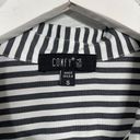 The Comfy  USA Women S White Black Stripe Blouse Oversized Asymmetrical Long Sleeve Photo 3