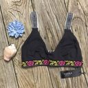 Tavik swim Black Floral Embroidered Tavik Deneuve Scoop Neck Bikini Top Photo 2