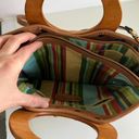 Fossil  Tan Woven Leather Wooden Top Handle Crossbody Medium Tote Bag Photo 9