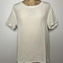 Chaser NWT  Size M Bone White Silk Crewneck Open Back Strappy Short Sleeve Top Photo 0