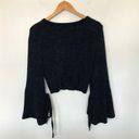 Lovers + Friends  Black Cropped Parkwood Sweater Bell Sleeves Bow Tie Detail S Photo 1