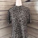 Vintage Animal Print Short Sleeve Sweater Top Tan Size M Photo 0