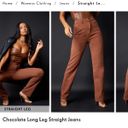 Pretty Little Thing Chocolate Long Leg Straight Jean Photo 2