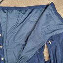 Denim & Co  Womens Jacket 1X Blue Faux Suede Button Up Collar Drawstring Pockets Photo 6