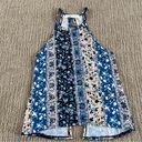 Vintage Havana  Blue Patterned Open Back Racerback Tank Top Photo 0