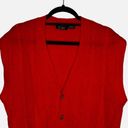 Brooks Brothers  Womens 100% Wool V-Neck Button Up Cable Knit Sweater Vest Red L Photo 2