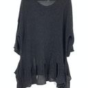 Joseph Ribkoff  Sweater Women's Size S/M Crew Neck Hi Low Black Distressed Look Photo 1