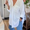 Aerie  Pool To Party Cover Up White Size XXS Button Up Tunic Oversized Fray Hem Photo 0