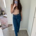 Topshop Painted Blue Straight Jeans Photo 2