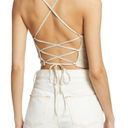 Good American  Vacay Strappy Halter Top in Bone Faux Leather Size 1 (Small) NEW Photo 1