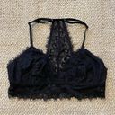 Aerie  Sheer Bralette Black Eyelash Lace Mesh lining racerback Women’s size M Photo 1