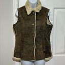 Woolrich  Saddle Brown Leaf Embroidered Faux Sherpa Lined Vest Jacket Sz M Photo 0