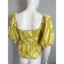 Sim & Sam  Palm Print Yellow Peplum Top Puff Sleeve Size L NEW Photo 4