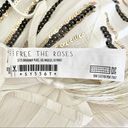 Free The Roses New  Sequin Striped Tassel Tie Peasant Top Ivory Black Gold Photo 13