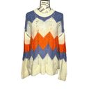 VERO MODA  LARGE Birch Chevron Colorblock Crochet Lightweight Sweater Crewneck Photo 35