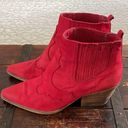 Sam Edelman  Red Nubuck Western Booties Size 10 Photo 1