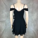 Lulus Black Chiffon Mini Dress Off The Shoulder Surplice Cocktail Dress NWT XS Photo 3