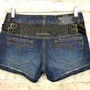 Connecters Japan Y2K VTG Womens Denim Shorts Leather Studs Sz M Punk Grunge RARE Size M Photo 2