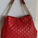 Bebe  DANIELLE RED QUILTED SHOPPER SHOULDER BAG PURSE Photo 0