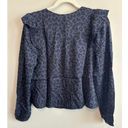 Marine layer NWT  Rory Longsleeve Ruffle Blouse In Blue Cheetah Size Small Photo 6