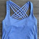 Lululemon Wild Tank Top Women Sz. 4 Built in Bra Blue Black Spotted Strappy Back Photo 4