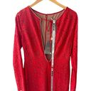 House Of CB  Lisandra Lace Maxi Dress Red Trim Cutout Long Sleeve Large NWT Photo 4