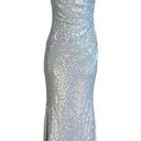 Laundry by Shelli Segal  Women's Formal Dress Size 10 Silver Sequined Long Gown Photo 0