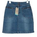 prAna NWT  Broadway Mini Jean Denim Skirt Zipper Patch Pockets 0 Blue #2633 Photo 1