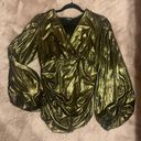 EXPRESS  metallic gold ballon sleeve blouse Photo 0