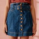 Dear John  Skirt Womens Small Blue Button Down HighRise Belted Summer Boho Elysee Photo 0