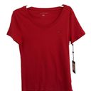 Tommy Hilfiger  T-Shirt Red MEDIUM Crew Neck Short Sleeves embroidered Flag Tee Photo 4