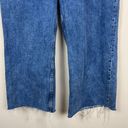 Mango MNG Denim Jeans Womens 14 Blue High Rise Wide Leg Baggy Frayed Hem Cotton Denim Photo 3